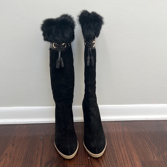 Gucci suede and fur heeled boots - Picture 2 of 7